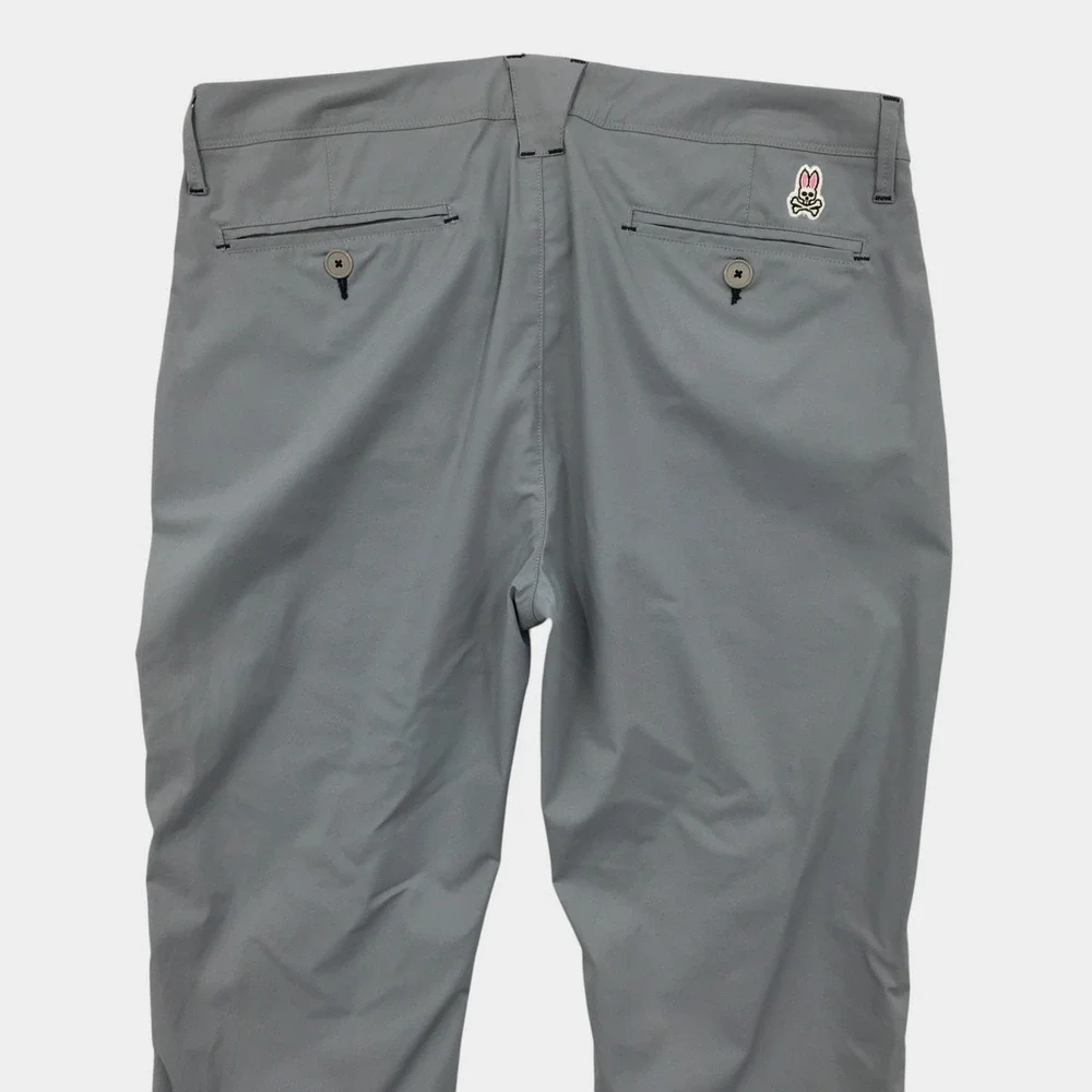 Psycho Bunny Mens Slim Fit Performance Chino Pants Gray Size 33 Golf Trousers